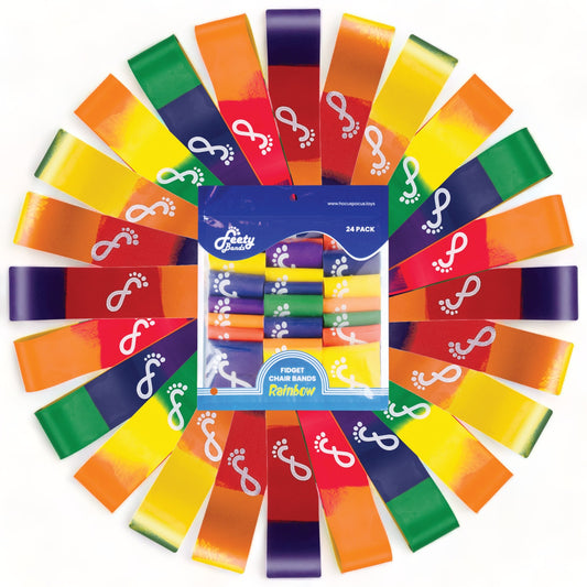 RAINBOW Feety Fidget Chair Bands - Flexible Seating for Classroom & Fidget Toy for Kids (Pack of 24)