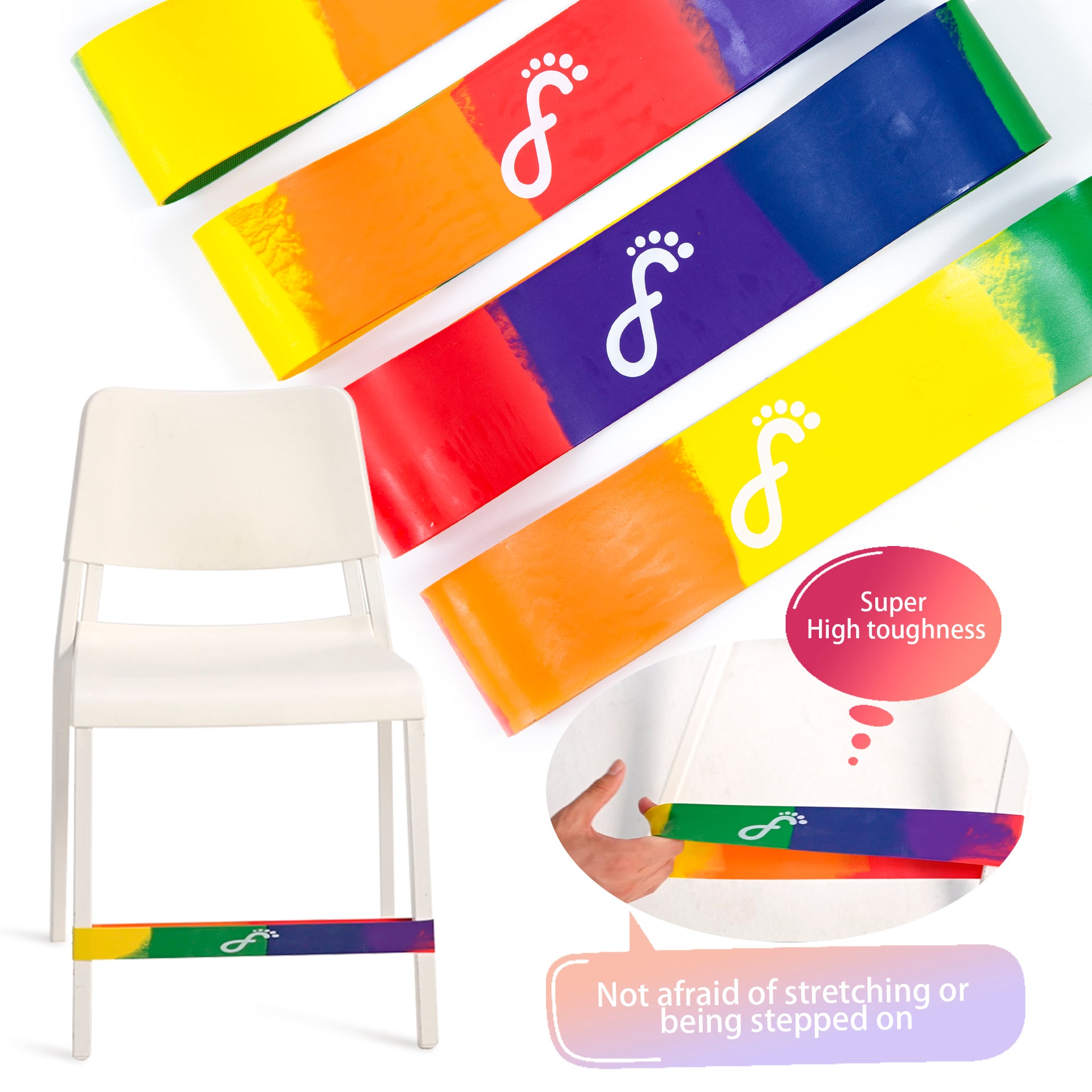 Rainbow Chair Bands for Kids by Feety, 6 Pack